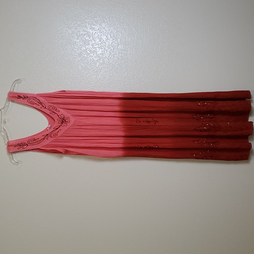 7 Islands Color Block Embroidered Sleeveless Maxi Dress OS Casual Summer